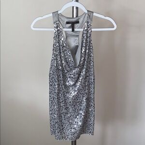 BCBGMaxAzria Silver Sequin Blouse